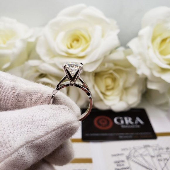 10K Solid Yellow and White Gold 3 Carats Moissanite Engagement Ring D-FL - Picture 7 of 12